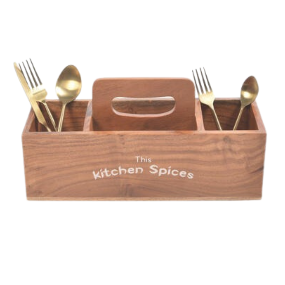 Hand Cut Wooden Cutlery Holder