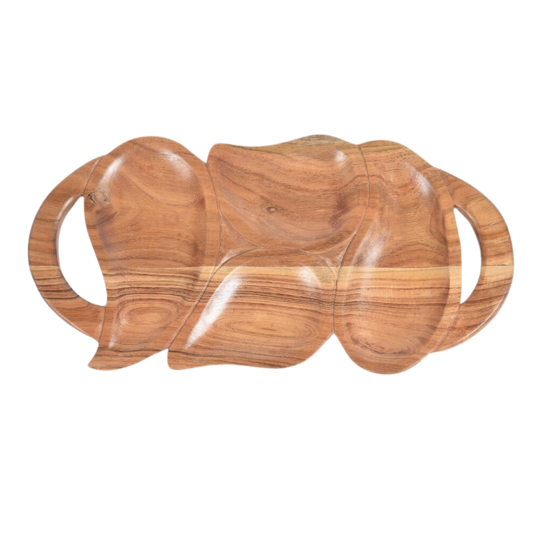 Hand Carved Wooden Platter Fruits Shape