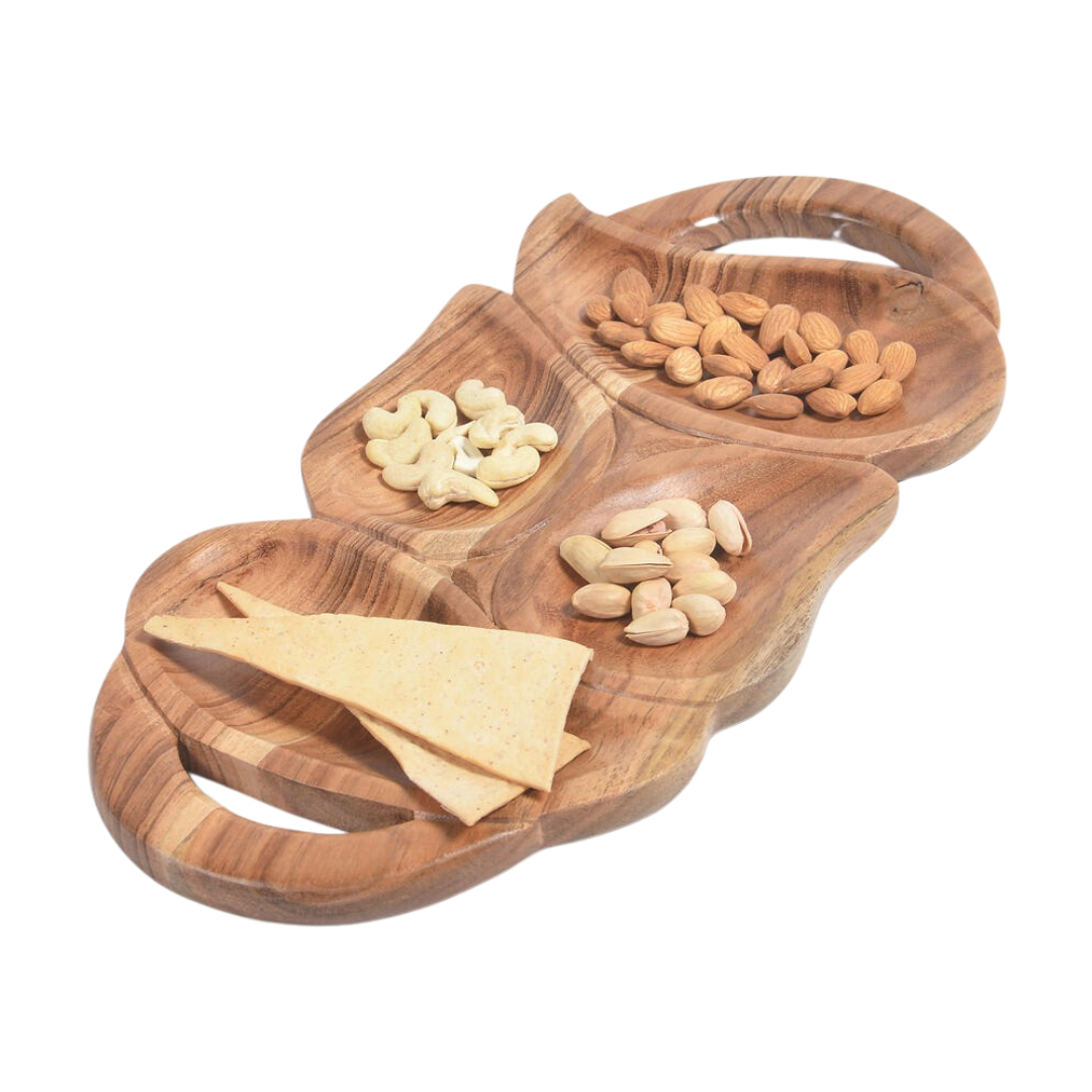 Hand Carved Wooden Platter Fruits Shape
