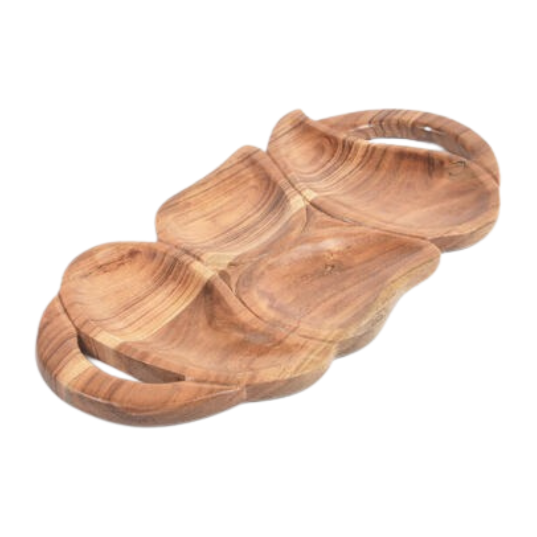 Hand Carved Wooden Platter Fruits Shape