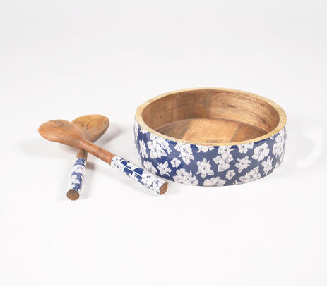 Hibiscus Enamelled Bowl &amp; Servers set