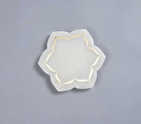 Inlaid Marble Mughal Blossom Coasters – Set of 4 Handcrafted