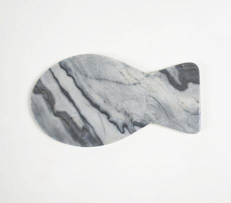 Fish-Shaped Grey Marble Spoon Rest