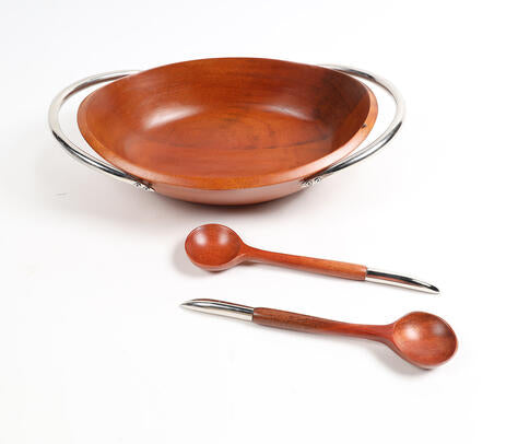 Light Mango Wood Bowl and Spoons Set – Handcrafted