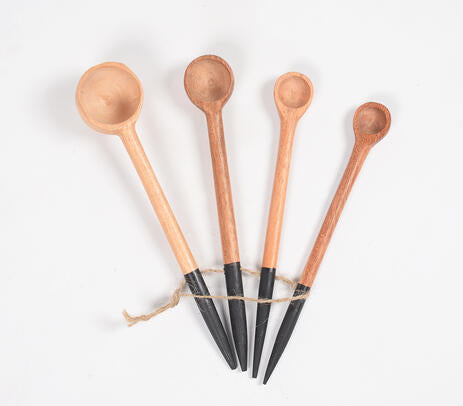 Hand Carved Neem Wood Black Measuring Spoons (set of 4) IB