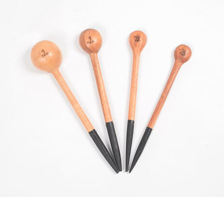 Hand Carved Neem Wood Black Measuring Spoons (set of 4) IB