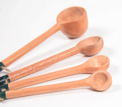 Hand Carved Neem Wood Black Measuring Spoons (set of 4) IB