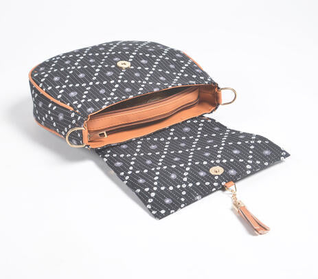 Bandhani Printed Handbag with Tassel