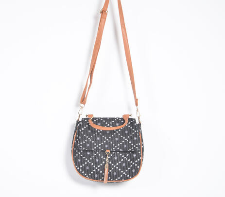 Bandhani Printed Handbag with Tassel