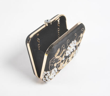 Ornate Glass Beads Embroidered Clutch Bag
