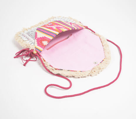 Handcrafted Sequin Embellished Sling Bag – Fringed &amp; Tasseled