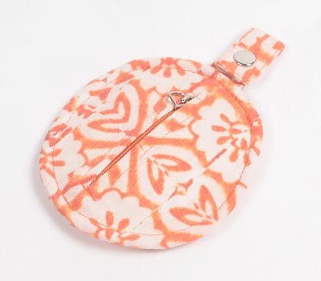 Printed Orange Mini Pouch Bag – Handmade Mini Coin Pouch