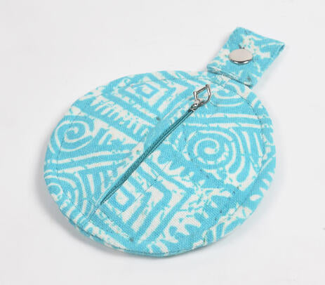 Printed Sky Blue Mini Pouch – Handmade Pouch Bag