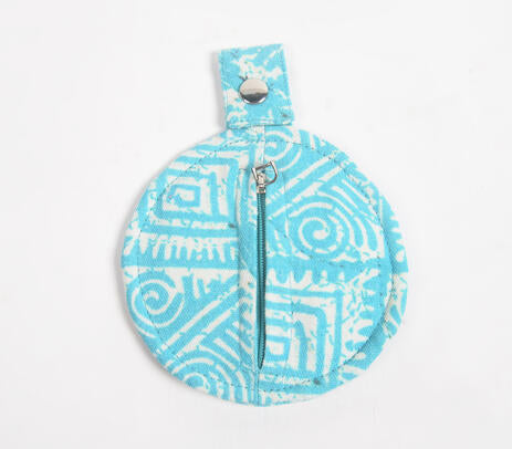 Printed Sky Blue Mini Pouch – Handmade Pouch Bag