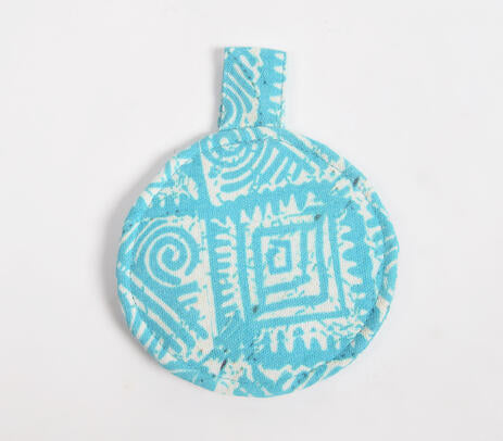 Printed Sky Blue Mini Pouch – Handmade Pouch Bag
