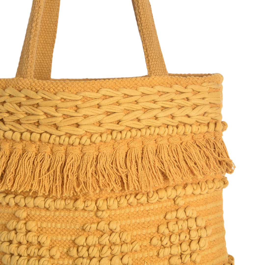 Tufted &amp; Tasseled Cotton Honey Tote Bag – Stylish Aussie