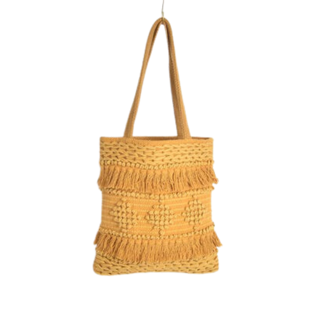Tufted &amp; Tasseled Cotton Honey Tote Bag – Stylish Aussie