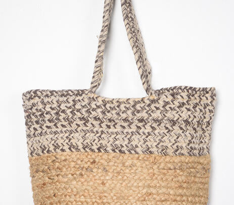 Hand Braided Jute & Cotton Tote Bag