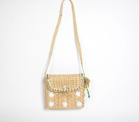 Daisies Basket Woven Cane Sling Bag