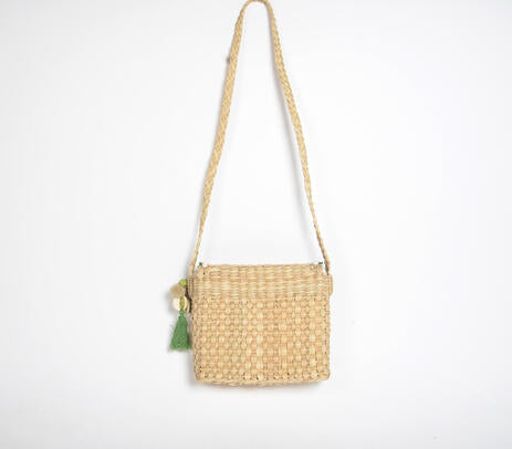 Daisies Basket Woven Cane Sling Bag
