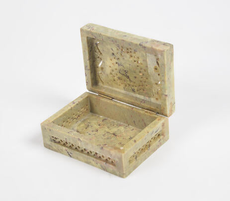 Soapstone Jewelry Box – Hand-Inlaid Semi-Precious Stones