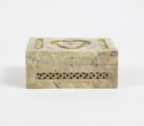 Soapstone Jewelry Box – Hand-Inlaid Semi-Precious Stones
