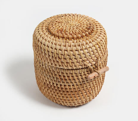 Handwoven Cane Earthy Jewelry Storage Box