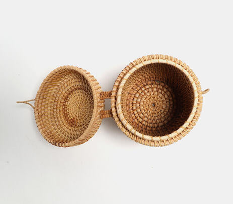 Handwoven Cane Earthy Jewelry Storage Box