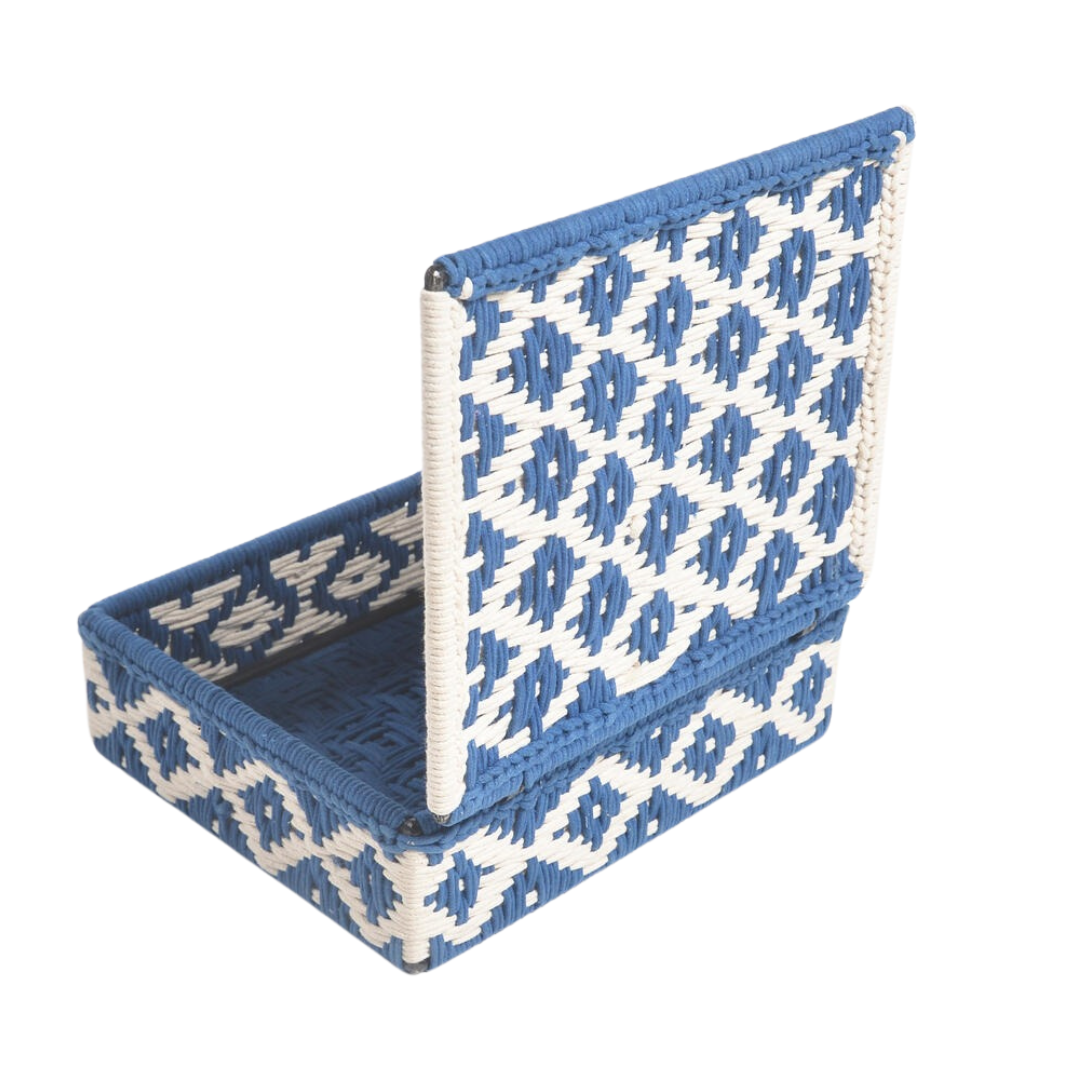 Handwoven Recycled Cotton Beige &amp; Blue Box