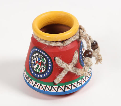 Hand Painted Clay Tribal Pen Stand