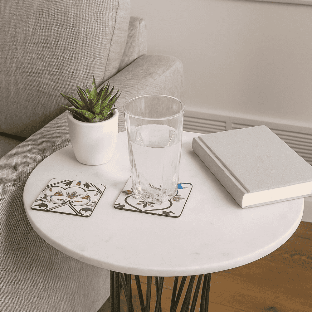 Taj Mahal Floral Laminated & Laser Cut MDF Coasters (Set of 2)