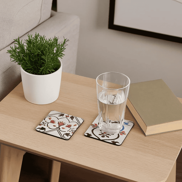Taj Mahal Coasters | Laser Cut MDF Floral Set of 2