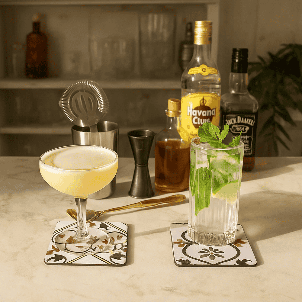 Taj Mahal Floral Laminated & Laser Cut MDF Coasters (Set of 2)