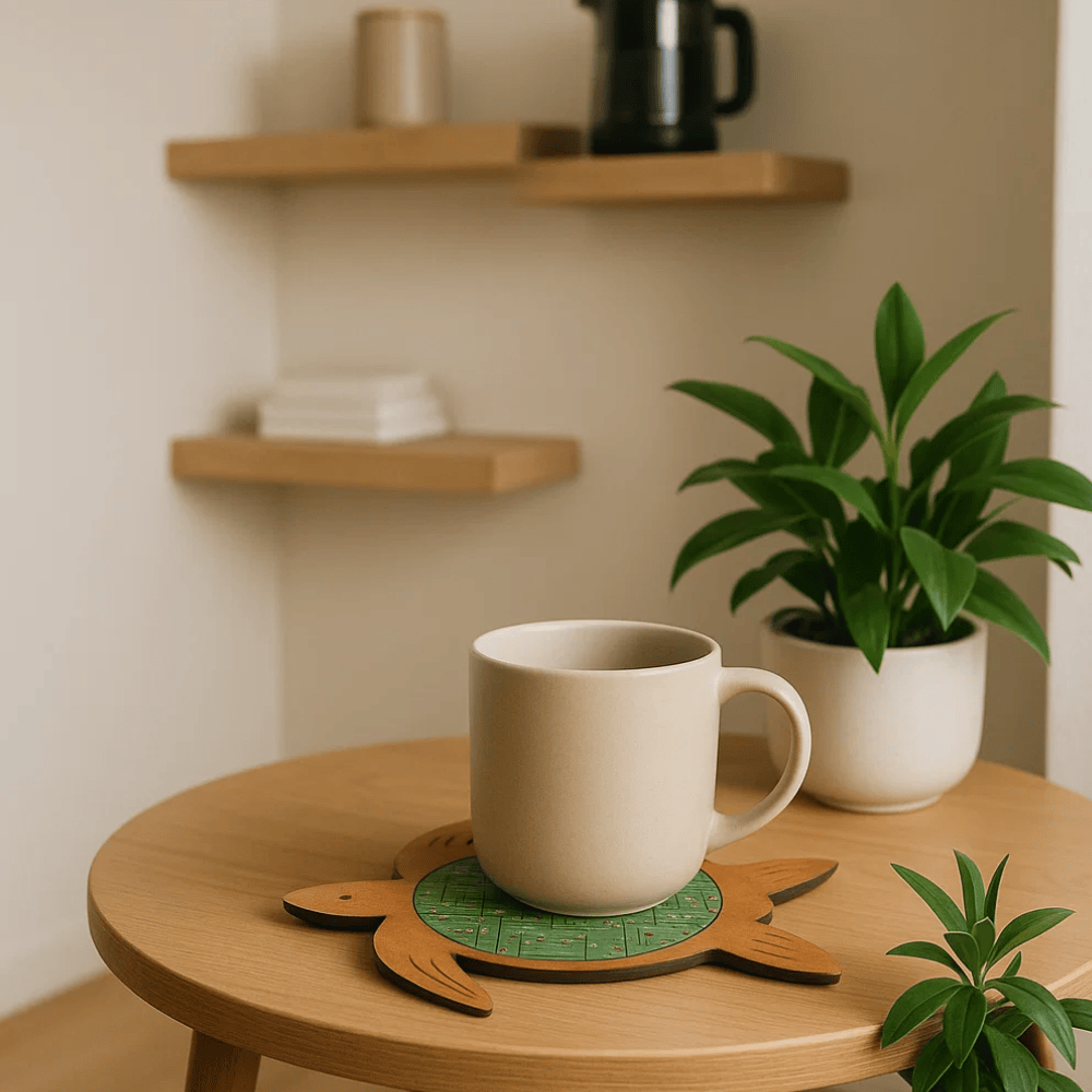 Turtle-Shaped Coaster – Recycled Circuit Board &amp; MDF Eco Decor