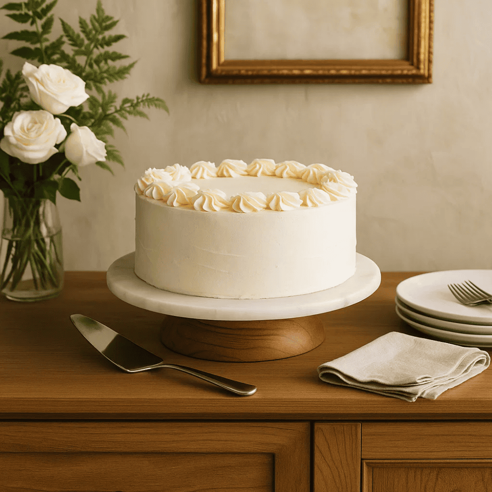 Fusion Mango Wood &amp; Marble Cake Stand