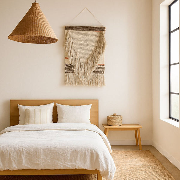 Natural Wool and Cotton Wall Hanging | Handwoven Boho Decor