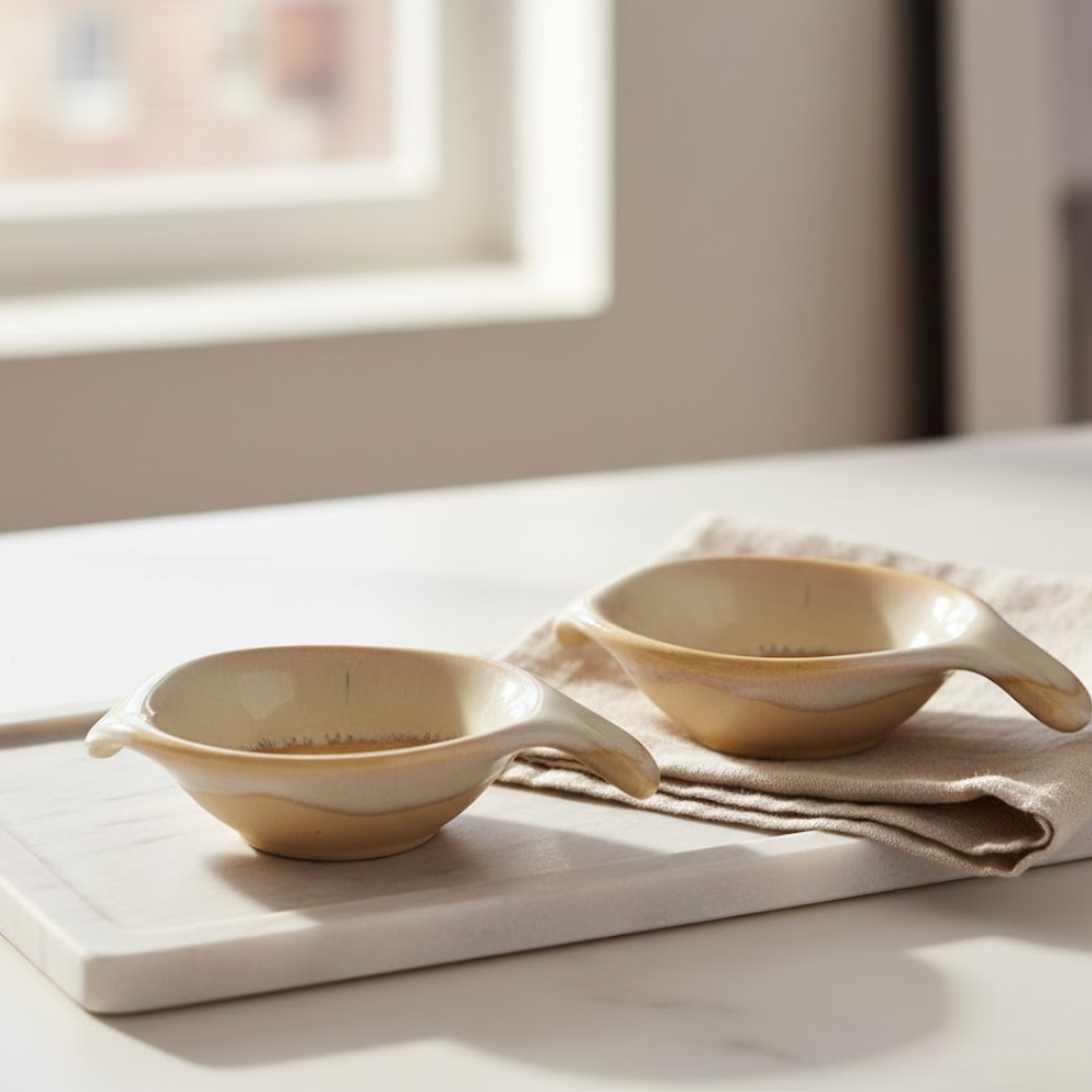 Hand Glazed Ceramic Dip Bowls (Set of 2) – Artisan Ceramic Serveware with Smooth Glaze Finish