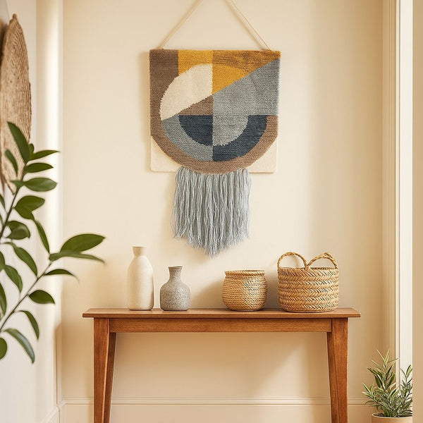 Abstract Fringe Wool Wall Hanging | Handwoven Boho Decor