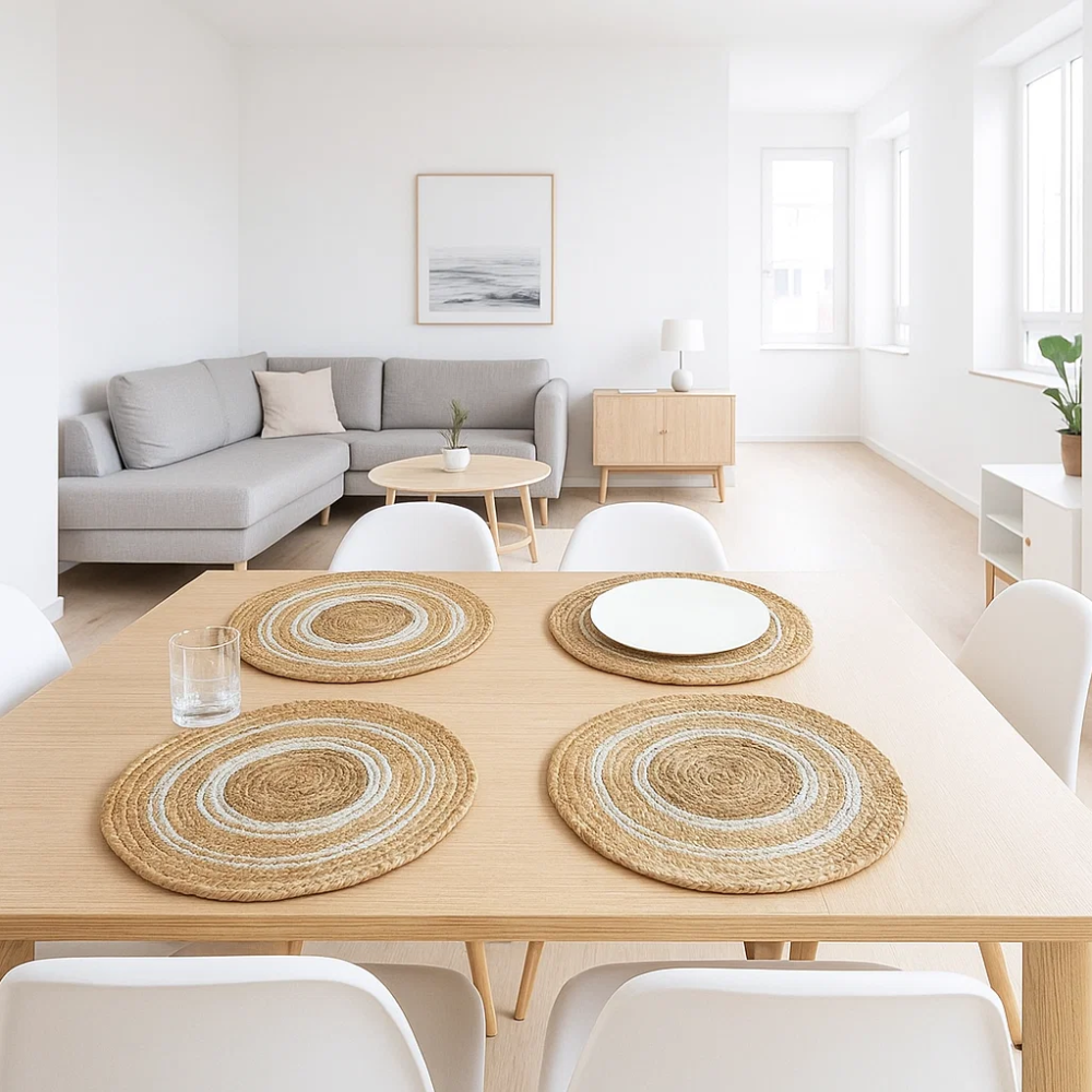 Hand Jute Braided Placemats (Set of 4) – Eco-Friendly Natural Dining Table Mats