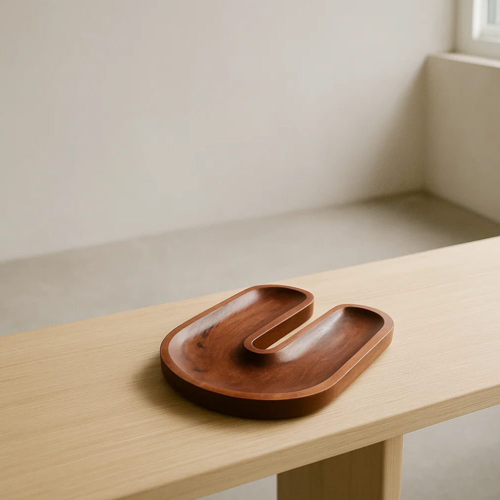 Hand Carved Magnet-Shaped Wooden Serving Platter