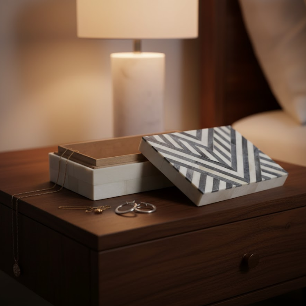 Art Deco Natural Bone & MDF – Trinket Box