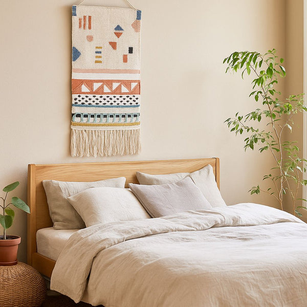 Large Tufted Wool Wall Hanging | Statement Handwoven Boho Decor