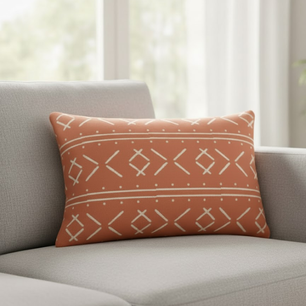 Tribal Monochrome Lumbar Cushion Cover | Block Printed Cotton Decor