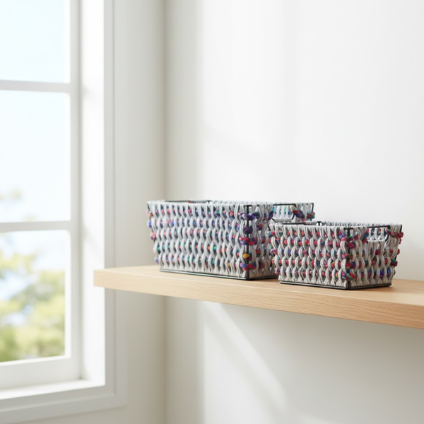 Cotton Cord Baskets | Multicolor Set of 2 | Gleemium