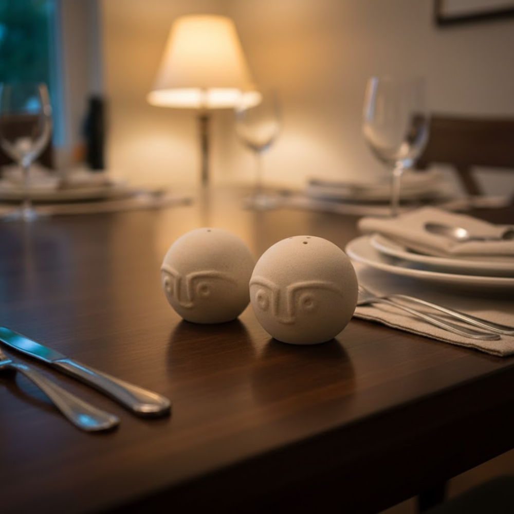 Figurative Salt & Pepper Shakers (Set of 2) – Handcrafted Ceramic Tableware with Artistic Motifs