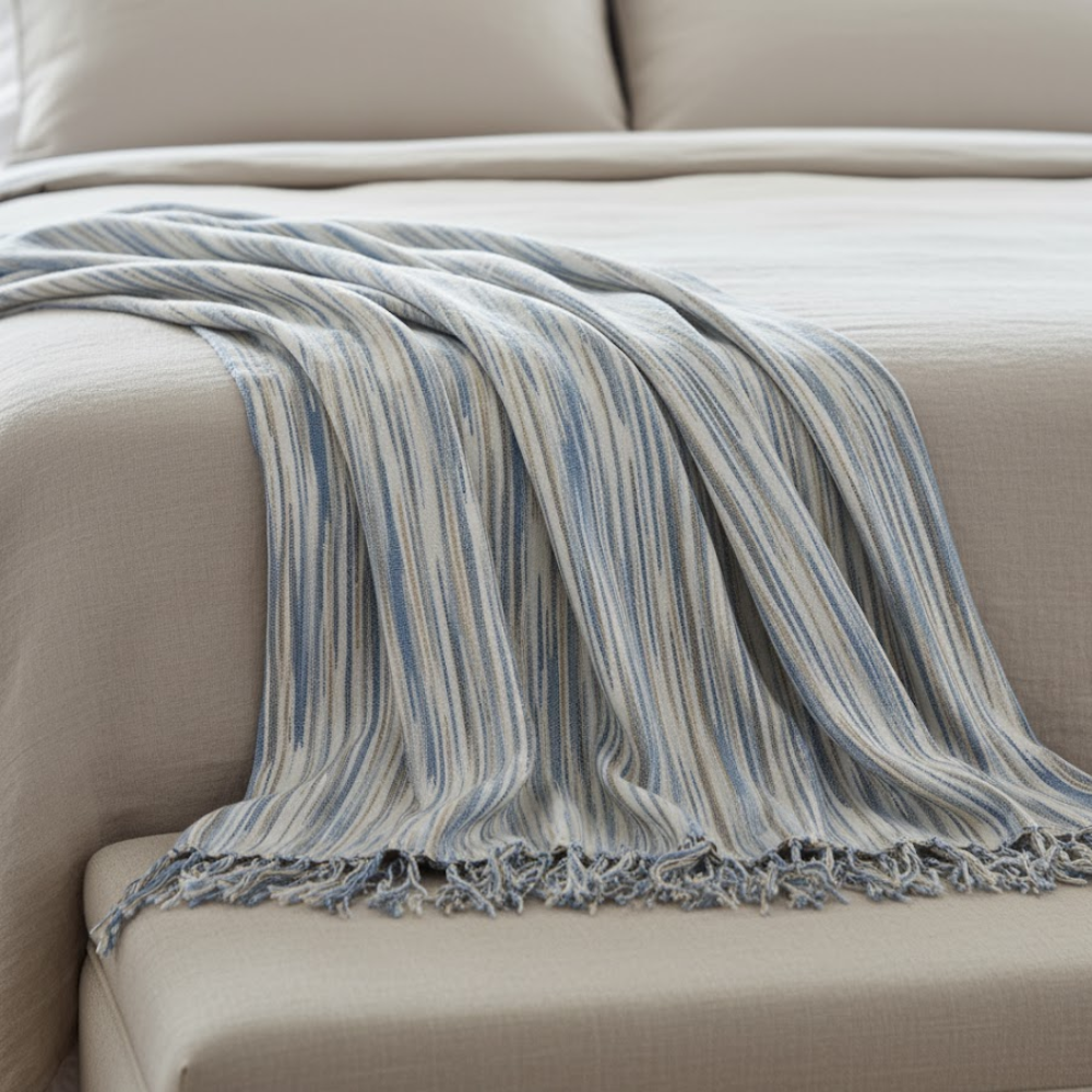 Striped Abstract Cotton Throw Blanket – Artistic Comfort