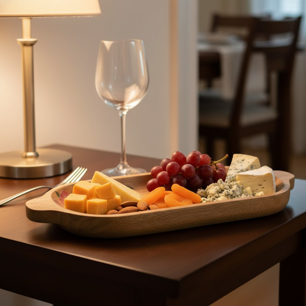 Hand Painted Floral Elongated Mango Wood Platter