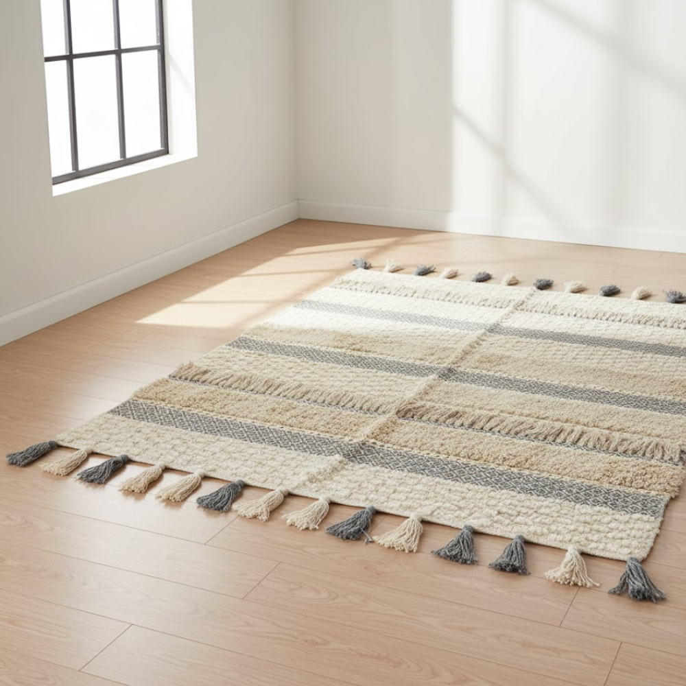 Hand Tufted Smokey Rug – Soft Cotton Texture