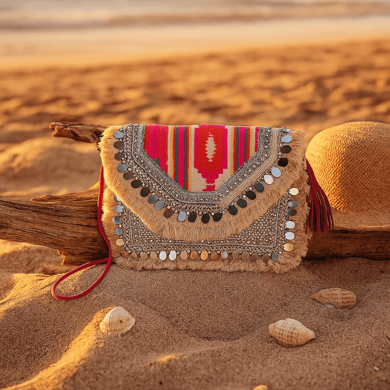 Handcrafted Sequin Embellished Sling Bag – Fringed &amp; Tasseled