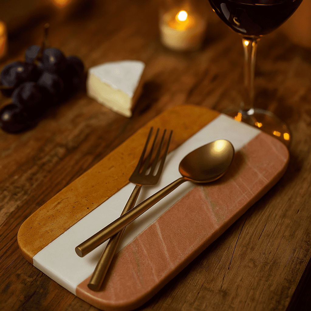 Block Striped Marble Cheeseboard – Hand Cut